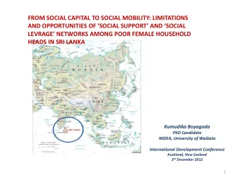 FROM SOCIAL CAPITAL TO SOCIAL MOBILITY: LIMITATIONS  AND OPPORTUNITIES OF SOCIAL SUPPORT AND