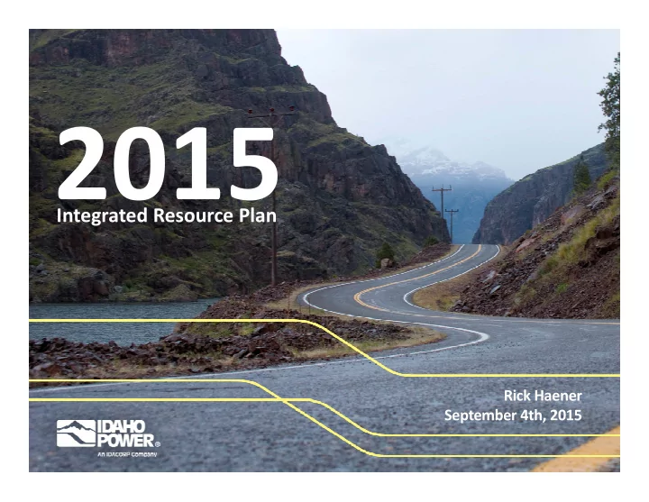integrated resource plan integrated resource plan
