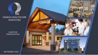 OMEGA HEALTHCARE  INVESTORS  INVESTOR  PRESENTATION  SEPTEMBER 2020  Disclaimers; Forward-looking