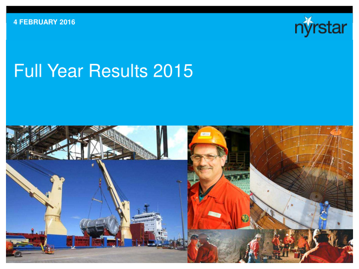 full year results 2015 important notice