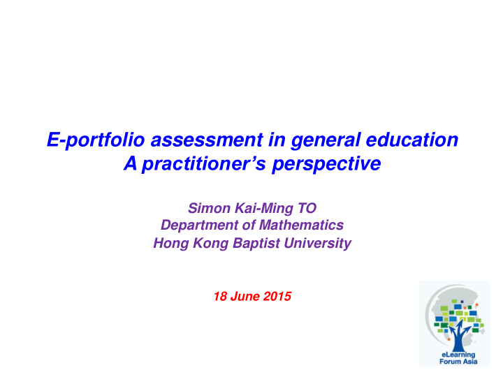 e portfolio assessment in general education a