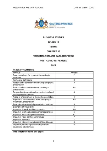 advertising stands/flags  This chapter consists of 8 pages  1  PRESENTATION AND DATA RESPONSE
