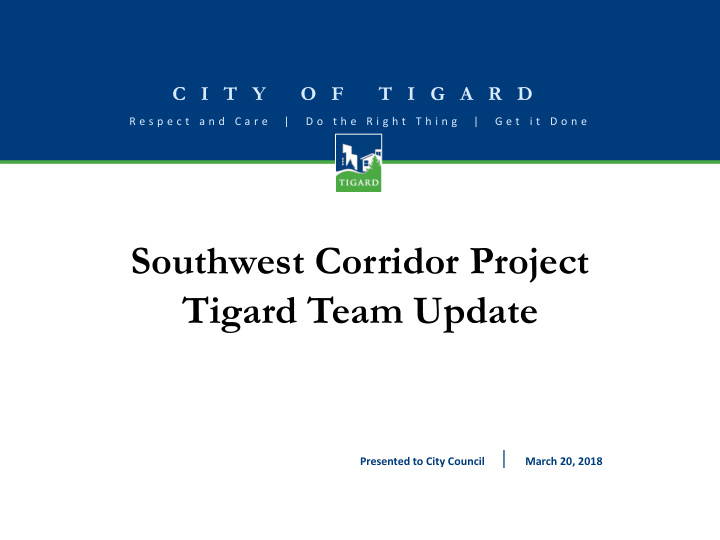 southwest corridor project tigard team update