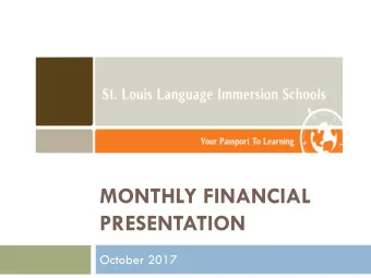 MONTHLY FINANCIAL  PRESENTATION  October 2017  Contents  September Snapshot  Dashboard