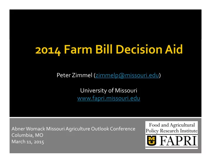 peter zimmel zimmelp missouri edu university of missouri