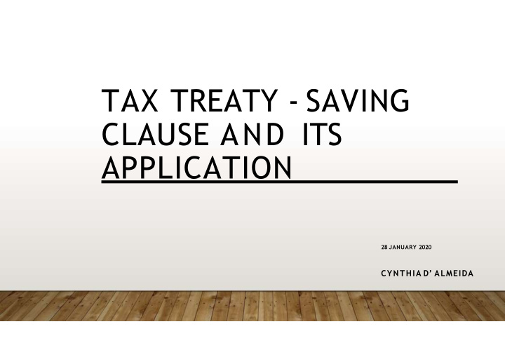 tax treaty saving clause and its application