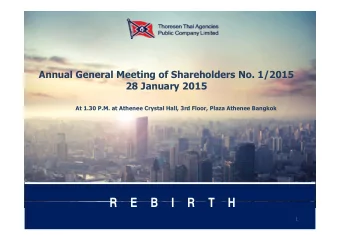 R   E   B   I   R   T   H  R   E   B   I   R   T   H  1  Meeting Agenda  Meeting Agenda  Agenda 1