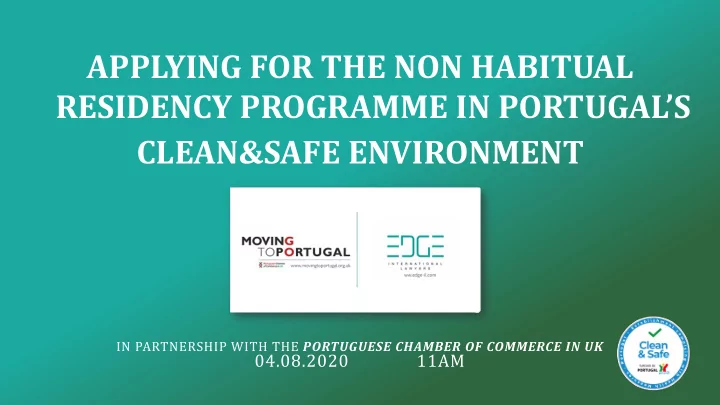 applying for the non habitual residency programme in