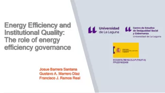 En  Ener  ergy  gy Ef  Efficiency  iciency an  and  d  Ins  nstitut  titutiona  ional  l Qu  Qual