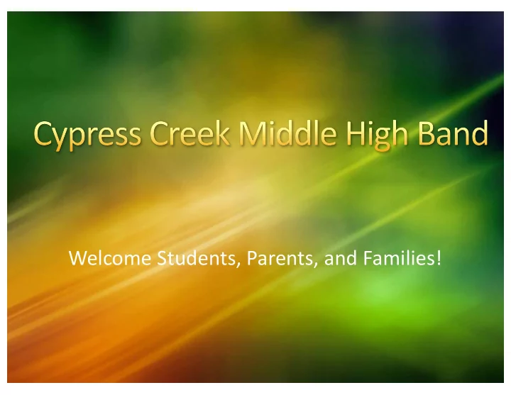 welcome students parents and families director