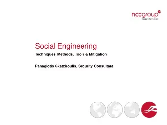 Social Engineering  Techniques, Methods, Tools &amp; Mitigation  Panagiotis Gkatziroulis, Security