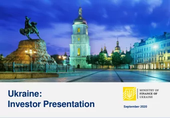 Ukraine:  Investor Presentation  September 2020  September 2020  1  Disclaimer IMPORTANT : You must
