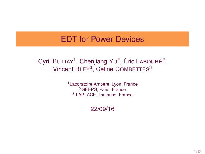 edt for power devices