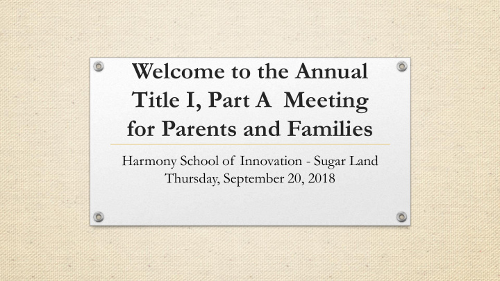 title i part a meeting for parents and families