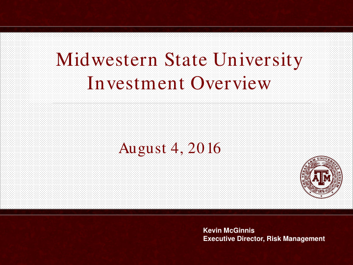 midwestern state university investment overview