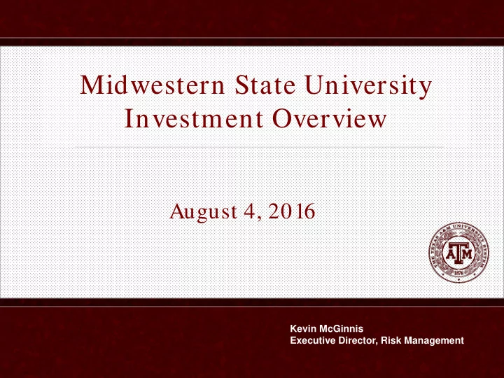 midwestern state university investment overview