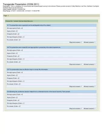 Transgender Presentation (COSA 2011)  Transgender Presentation (COSA 2011)  Description: