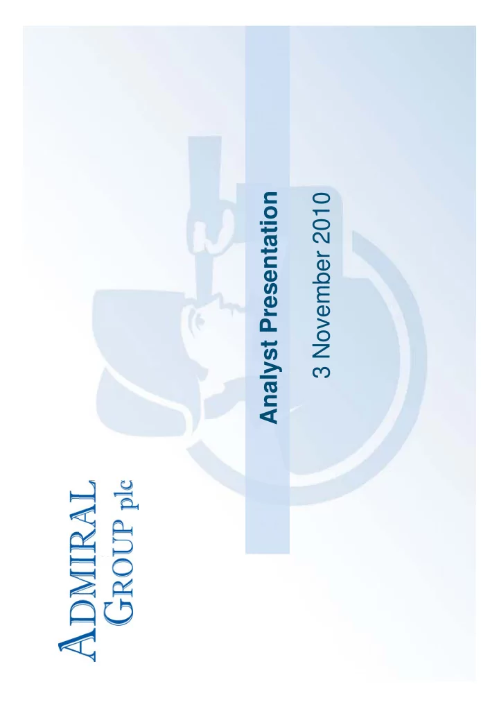 analyst presentation 3 november 2010 agenda
