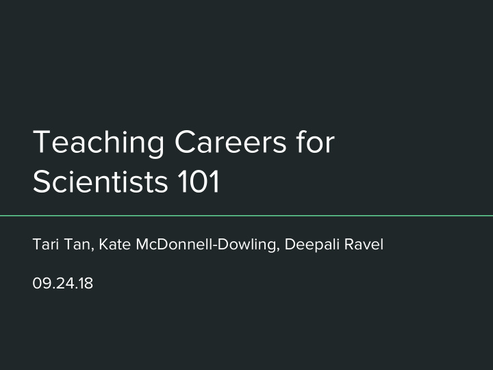 teaching careers for scientists 101