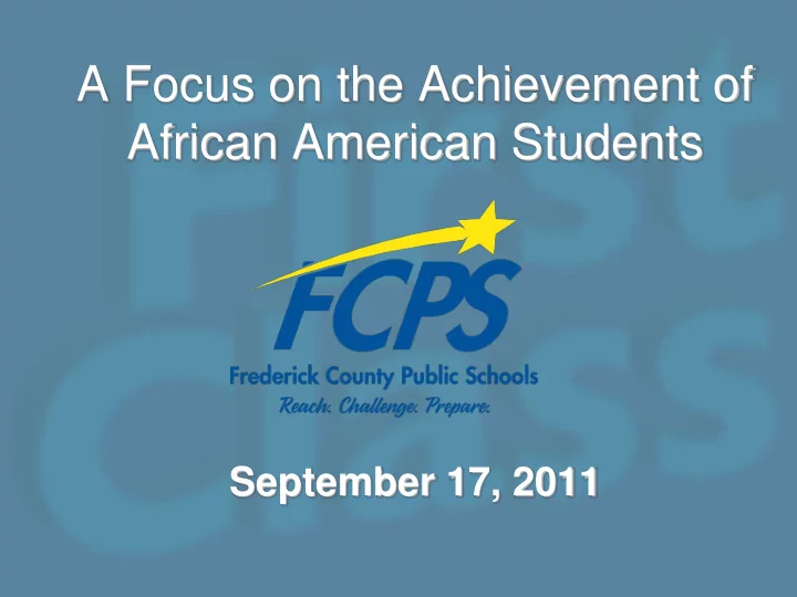 a focus on the achievement of african american students