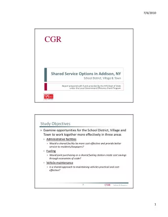 CGR Shared Service Options in Addison, NY  School District Village &amp; Town School District,