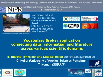 Vocabulary Broker application  connecting data, information and literature  across various