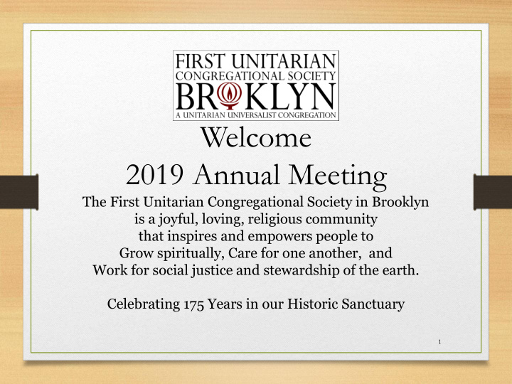welcome 2019 annual meeting
