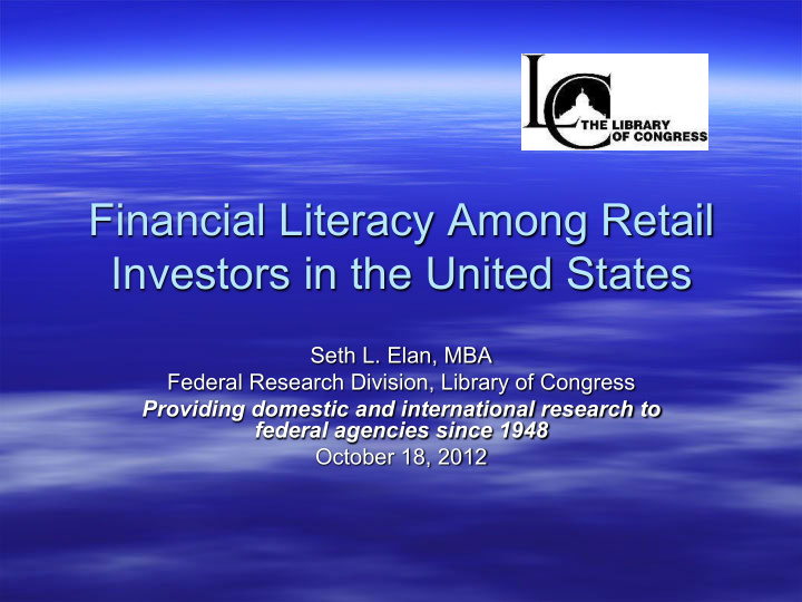 financial literacy among retail investors in the united