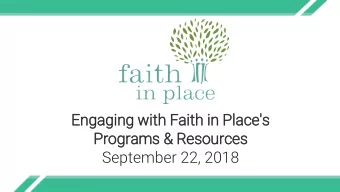 Engagi  gaging  ng with F  h Fai  aith i  in P  Place'  e's  Progr  grams &amp;  s &amp; Resour