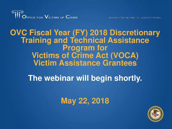 ovc fiscal year fy 2018 discretionary training and
