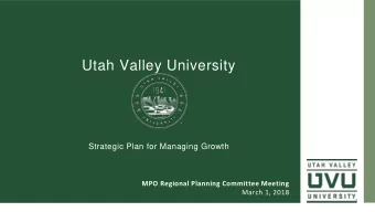 Utah Valley University  Strategic Plan for Managing Growth  MPO Regional Planning Committee Meeting