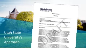 Utah State Universitys  Approach  New Safety Policy  New committee structure  reporting