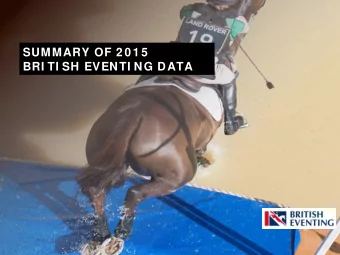SUMMARY OF 2 0 1 5  BRI TI SH EVENTI NG DATA  DATA SUMMARY 2015   68,269 Cross Country Starters