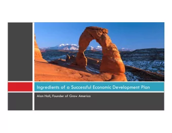 Ingredients of a Successful Economic Development Plan  Alan Hall, Founder of Grow America  Overview