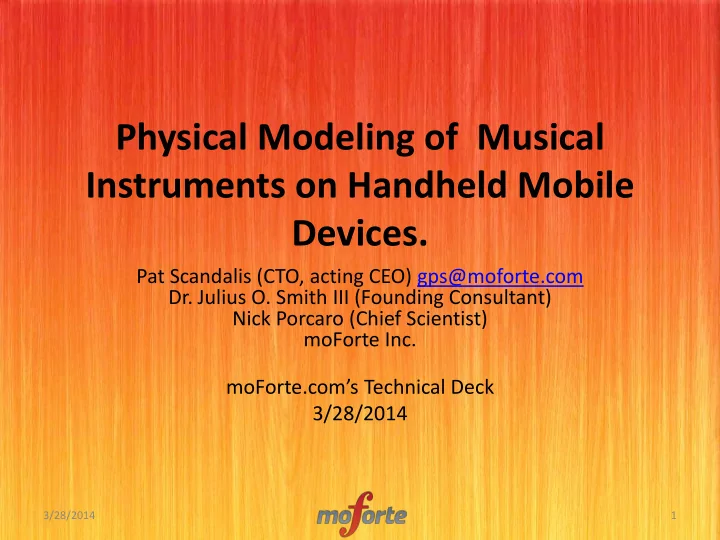 physical modeling of musical