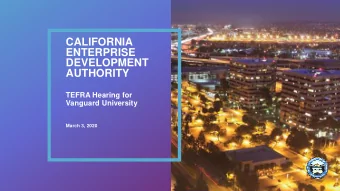 CALIFORNIA  ENTERPRISE  DEVELOPMENT  AUTHORITY  TEFRA Hearing for  Vanguard University  March 3,