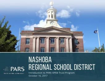 Regional School District  Introduction to PARS OPEB Trust Program October 16, 2017  THE PARS OPEB
