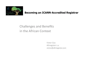 Challenges  and  Benefits      in  the  African  Context    Victor  Ciza