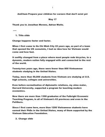 AmCham Prepare your children f or careers that dont exist yet  May 17  Thank you to Jonathan