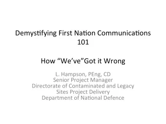 How  WeveGot  it  Wrong       L.  Hampson,  PEng,  CD