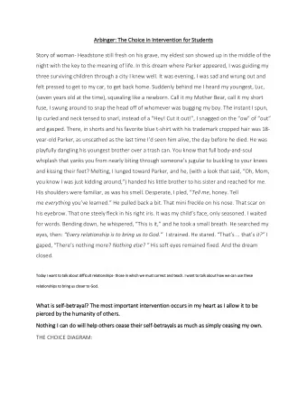 Arbinge  Arbinger: T  r: The Ch  he Choice  oice in Intervent  in Intervention  ion for  for Stude