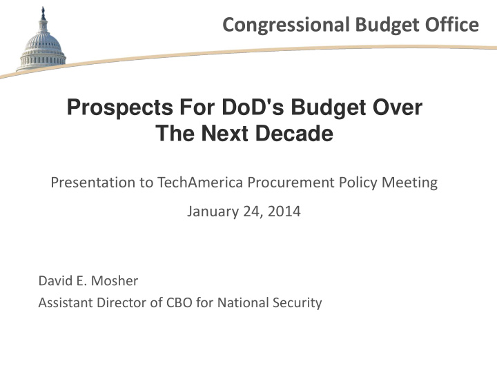 congressional budget office prospects for dod s budget