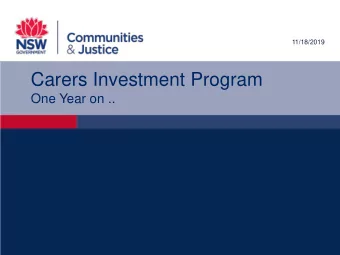 Carers Investment Program  One Year on ..  Funded Organisations  Provider Name  Project Name  Reach