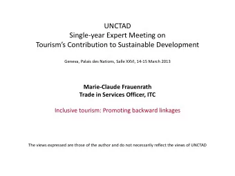 Single-year Expert Meeting on Tourisms Contribution to Sustainable Development  Geneva, Palais