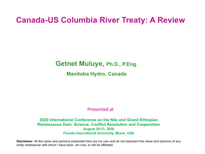 canada us columbia river treaty a review