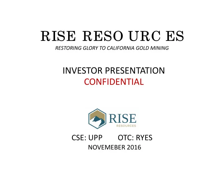 rise reso urc es
