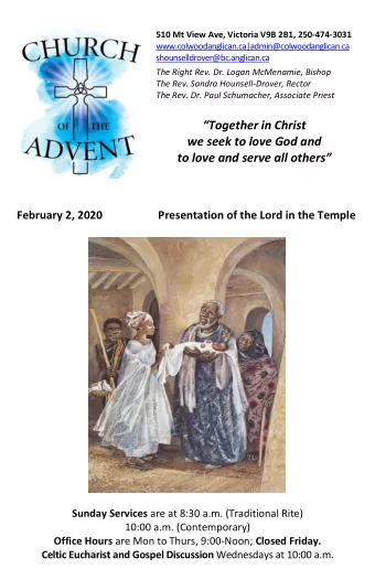 Together in Christ  we seek to love God and to love and serve all others   February 2, 2020