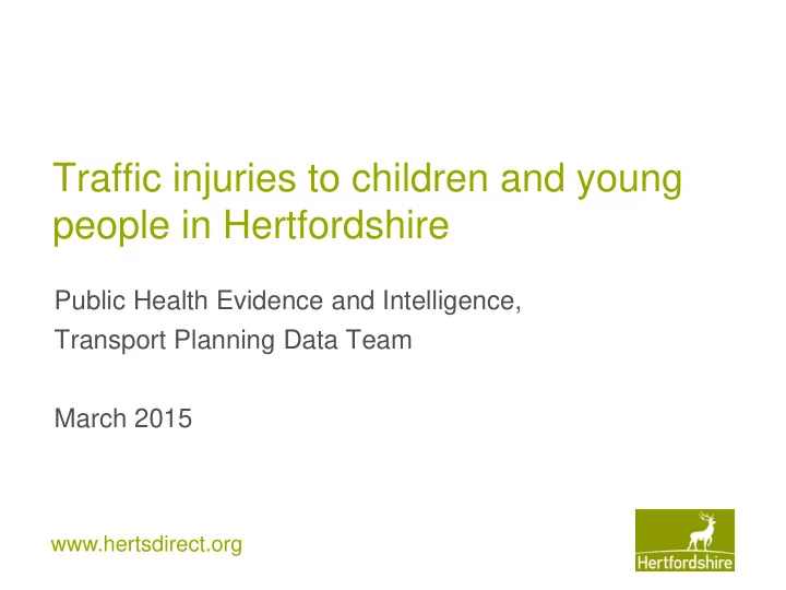 traffic injuries to children and young