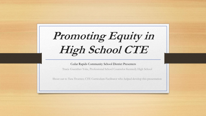 promoting equity in