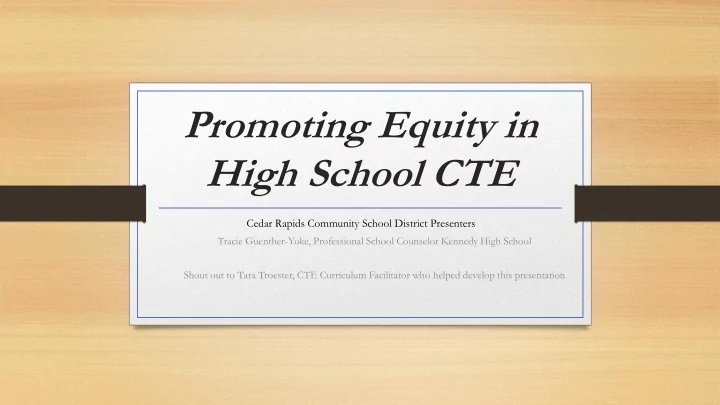 promoting equity in